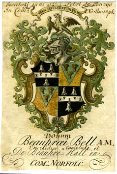 Jacobean bookplate of Beaupré Bell
